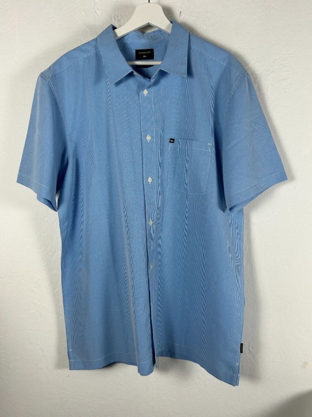 Quiksilver Men Goff Cove Blue Gingham Short-Sleeve Button-Up Shirt XL Casual New